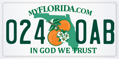 FL license plate 0240AB