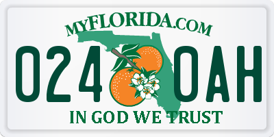 FL license plate 0240AH
