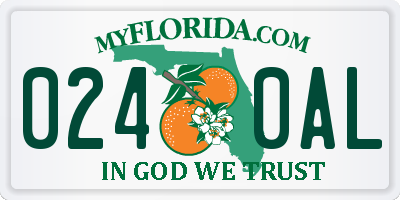 FL license plate 0240AL