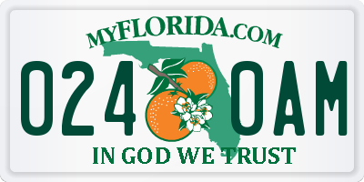 FL license plate 0240AM