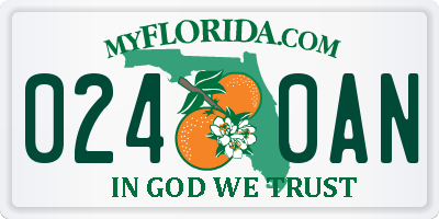 FL license plate 0240AN