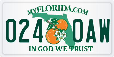 FL license plate 0240AW