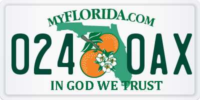 FL license plate 0240AX