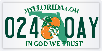 FL license plate 0240AY