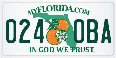 FL license plate 0240BA