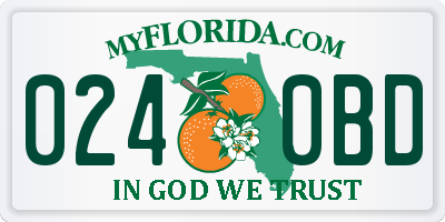 FL license plate 0240BD