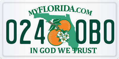 FL license plate 0240BO