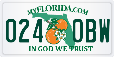 FL license plate 0240BW