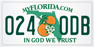 FL license plate 0240DB