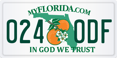 FL license plate 0240DF