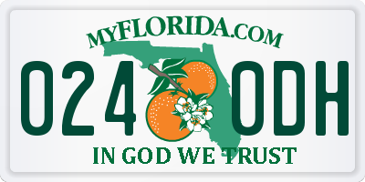 FL license plate 0240DH
