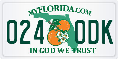 FL license plate 0240DK