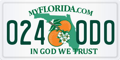 FL license plate 0240DO