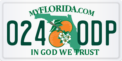 FL license plate 0240DP