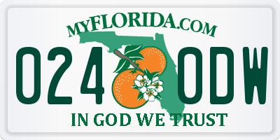 FL license plate 0240DW