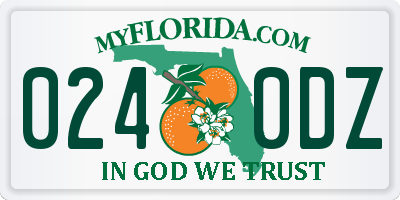 FL license plate 0240DZ