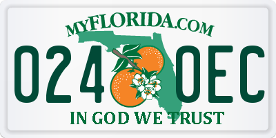 FL license plate 0240EC
