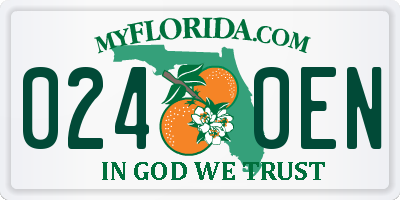 FL license plate 0240EN