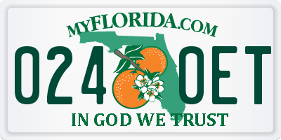 FL license plate 0240ET