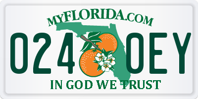 FL license plate 0240EY