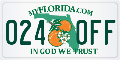 FL license plate 0240FF