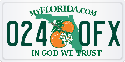 FL license plate 0240FX