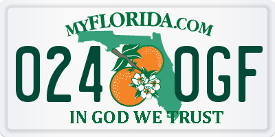 FL license plate 0240GF