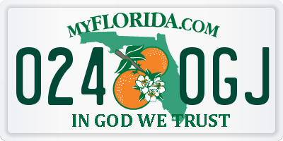 FL license plate 0240GJ