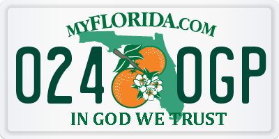 FL license plate 0240GP