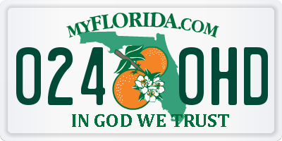 FL license plate 0240HD