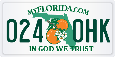 FL license plate 0240HK