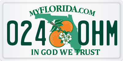 FL license plate 0240HM