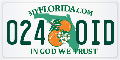 FL license plate 0240ID