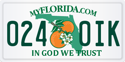 FL license plate 0240IK