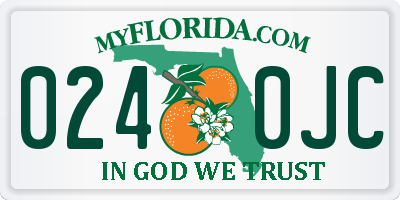 FL license plate 0240JC