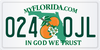 FL license plate 0240JL