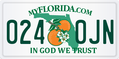 FL license plate 0240JN