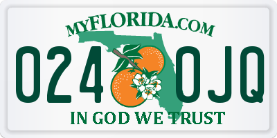 FL license plate 0240JQ