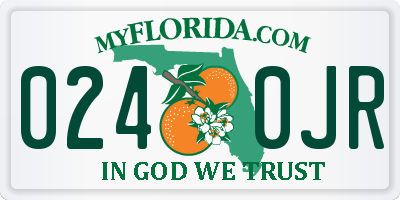 FL license plate 0240JR