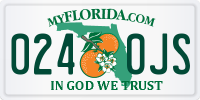 FL license plate 0240JS