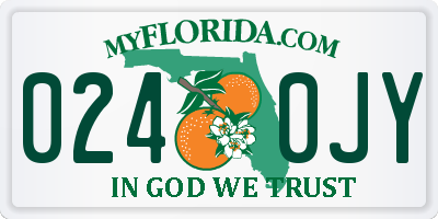 FL license plate 0240JY