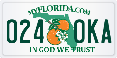 FL license plate 0240KA