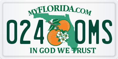 FL license plate 0240MS