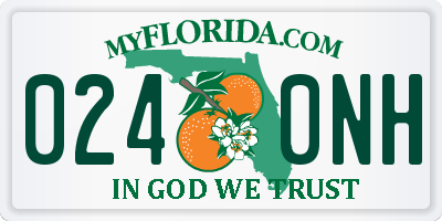 FL license plate 0240NH