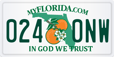 FL license plate 0240NW