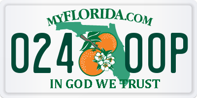 FL license plate 0240OP