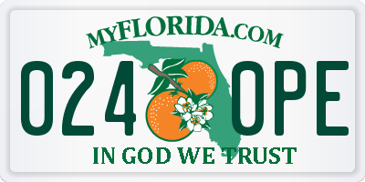 FL license plate 0240PE