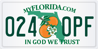 FL license plate 0240PF