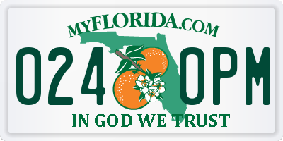 FL license plate 0240PM