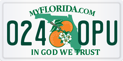 FL license plate 0240PU